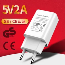 5V 2A EU Plug USB Wall Charger Portable Travel Chargers Power Supply Adapter Fast Charging For Mobile Cell Phone CE/GS