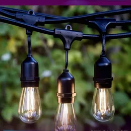 IP65 15M LED S14 String Lights مقاومة للماء E27 دافئ LED Retro Edison Filament Bulb Outdoor Street Garden Patio Holiday Lighting172G
