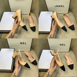 10A Kalite Tasarımcı Sandalet Slingbacks Lüks Kadınlar Elbise Ayakkabı Tıknaz Yüksek Topuklu Pompalar Slaytlar Lady Deri Çift Flip Flops Sandels Party Düğün Dhgate Ayakkabı