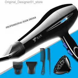 Secadores de cabelo Secador de cabelo profissional Forte potência rápida secagem barbeiro salão de estilo ferramentas ar quente e frio 5 ajuste de velocidade ventilador elétrico q240131