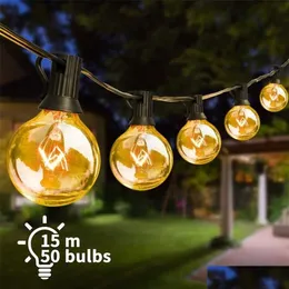 Decorações de Natal G40 Luzes de corda ao ar livre globo pátio LED luz conectável pendurado para quintal varanda varanda decoração de festa 212 dhwkv