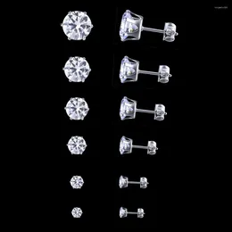 Stud Earrings 6 Pairs/ Lot Fashion Mosaic White AAA CZ Black Mens Sets Small Earring For Women Simple Ear Jewelry