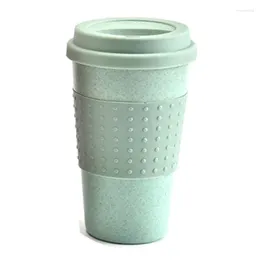 Canecas Eco-friendly Café Xícara de Chá de Palha de Trigo Caneca de Bebida de Água com Tampa de Silicone Beber