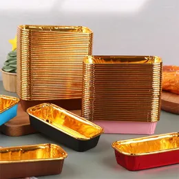 Baking Moulds 50Pcs Rectangular Cake Cup Aluminum Foil Crimping Cups Heat Resistant Cupcake Liner Molds Dessert Box