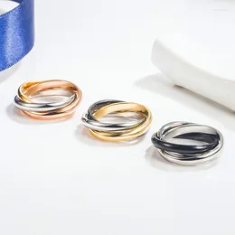 Cluster Rings Classic 925 Sterling Silver Color Separation Trinity Ring Women's Personality Simple Fashion Brand Party High Grade Jewelry