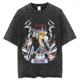 Męskie koszule anime Bleach Print Tshirt Vintage Mrucze mężczyzn streetwear Hip Hop Tee Tops Summer Casual O Neck Botton Krótkie rękawa unisex