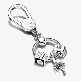 100% 925 Sterling Silver Key Rings Moments Small Bag Charm Holder Gift Set Fit Original European Charms Dangle Pendant Fashion WOM297I