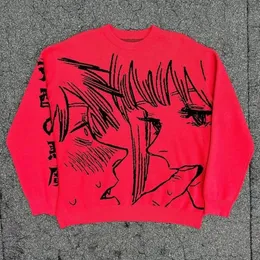 Hiphop kvinnor streetwear harajuku stickad tröja vinter pullover lös vintage fai animerad tjej y2k gotiska män tröja topp 240126