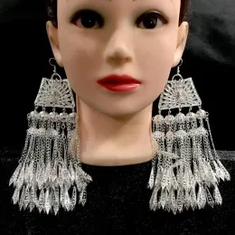 귀걸이 중국 몽족 귀걸이 큰 은색 컬러 여성 미아 오 공연 축제
