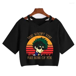 女性のTシャツブラッククロップトップボクーノーヒーローアカデミアバクゴウシャツ女性私のdoroko himiko toga dabi bnha tshirt女性