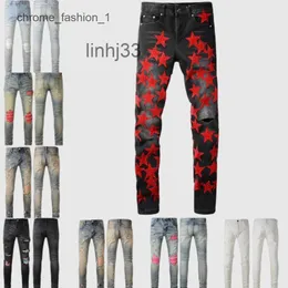 Mens Jeans Amirs Mens Angustiado Rasgado Jeans Skinny Moda Motocicleta Moto Long Off Algodão Slim Pés High Street Denim Luz Azul Colar Pano Buraco GpklN