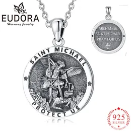 Anhänger Eudora 925 Sterling Silber Heiliger Erzengel Michael Halskette Patronus Medaille Anhänger Religiöser Schmuck Feines Geschenk für Männer Frauen