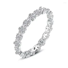 Klusterringar 925 Silver Personlig Eternal Ring Women's Bride Wedding Engagement CZ lämnar smycken