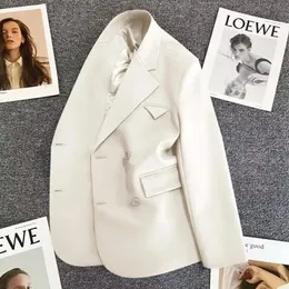Kadın takım elbise kadın takım elbise üst gevşek all-mwch ceket bayanlar iş iş kıyafetleri resmi çift düğme blazer küçük