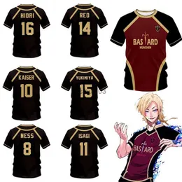 メンズTシャツジャージーフットサルフットボールモチーフVLレプリカブルーロックアニメバスタードマンチェンサマーカスタムメン女性CHILDRE Tシャツスポーツティー