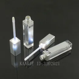 5 10 20 30 50pcs 7 5 مل زجاجة لمعان الشفاه مربعة مربعة مع مرآة LED مرآة مستحضرات تجميلية صافية أدوات ماكياج 183p