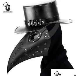 Maski imprezowe skórzana maska ​​zaraza Tor Men punki parowe czarne śmierć The Cosplay BEAK Masque Halloween x0803 Drop dostarczenie