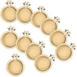 Arts And Crafts 12Pcs Wood Mini Embroidery Stretch Trim DIY Circles Pendant Decorative Small Hoops Handwork