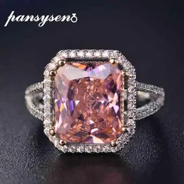 Pansysen 100% solid 925 srebrne pierścienie dla kobiet 10x12 mm różowy spinel diamentowy drobna biżuteria ślub ślubna Pierścień zaręczynowy 302n