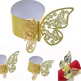 Butterfly Hollow servettringar 3D -pappers servett spänne för bröllop baby shower fest restaurang bordsdekor309w