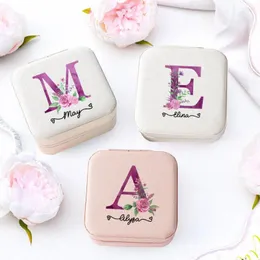 Bolsas de jóias caixas personalizadas caixa de dama de honra com iniciais dama de honra presente personalizado para mulheres caso de viagem