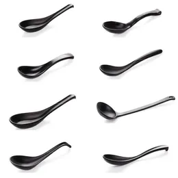 Soup Spoon Black Matte Ladle Spoon Plastic Japanese Style Melamine Tableware Anti-Fall Tortoise Shell Shaped290R