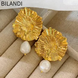 Orecchini pendenti Bilndi Gioielli moderni in argento 925 con ago geometrico in metallo color oro perla per le donne regalo 2024 Trend