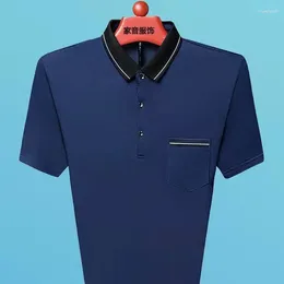 Men's Polos 2024 Summer Fashion Business Casual Commute Men'slothing Loose Oversized Solid Color Spliced Pocket Short Sleeve Polo Shirt