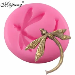 Mujiang Dragonfly Silicone Mold Fondant Cake Decorating Tools Candy Chocolate Molds 3D Craft Soap Smycken Pendant Harts Moulds1269L
