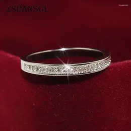 Anelli a grappolo Classico colore argento Cerchio di alta qualità Trasparente abbagliante CZ geometrico impilabile per regalo di gioielli da sposa per donna