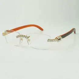 Fabriksdirektförsäljning av nya 5,0 mm oändliga diamantglasögon 3524012 med naturliga orange träben och 56 mm klara linser