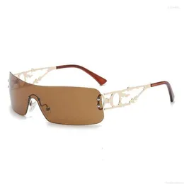 Sunglasses Sunglasses Punk One Piece Women 2000'S Brand Designer Y2k Sunglasse Wrap Around Sunshade Glasses Men Eyewear Goggles Lentes CE19