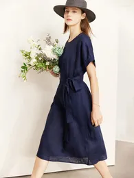 Sukienki imprezowe amii Minimalistyczne kobiety sukienki 2024 Letnia lniana nisza moda