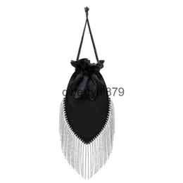 Axelväskor Tassel Siny Rinestones Evening CLU Party Bags For Women Luxury Designer and Bags Purse 2023 New in Fasion Cain CrossbodyH24131