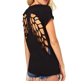 3xl 4xl 5xl أزياء صيف جديدة عرضية Tirt Women Laser Angel Wings Backless T Shirt Ladies Clothes Oneck Tshirt Tops Plus Siz4190408