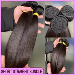 Top Quality Peruvian Malaysian Indian Hair Natural Black Silky Straight Wavy Hair Extensions 3 Short Bundles On sale 100% Raw Virgin Remy Human Hair