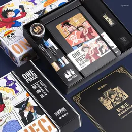 Yiwi 1 Set 20-årsjubileum One Piece Notebook Anime Figure Högklassig inbunden med Pen Bag Sticker Box Packing