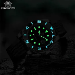 Inne zegarki Addiesdive Quartz Watch Nurkowanie 200m C3 BGW9 Super jasny ceramiczny pierścień luksusowy gumowy stal nierdzewna sportowy męski zegarek J240131