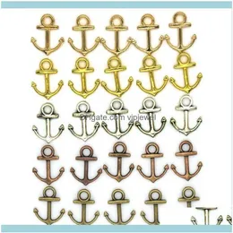 Descobertas Componentes Jewelry1000Pcs 14x19Mm Diy Jóias Aessórios 5 Cores Bronze Sier Cor de Ouro Liga Vintage Oceano Anchor Charms265o