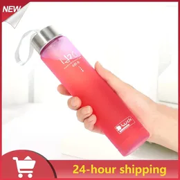 물병 1pc 플라스틱 병을 마시는 휴대용 스포츠 티 커피 컵 주방 도구 어린이 학교 투명 280ml