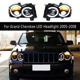 Automobil Front Lampe Montage DRL Tagfahrlicht Streamer Blinker Für Jeep Grand Cherokee LED Scheinwerfer Auto Teile 05-08