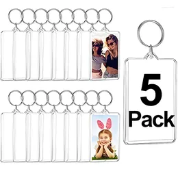 Keychains 1/5pcs Acrylic Po Frame Keychain Insert Clear Picture Blank Rectangle Keyring