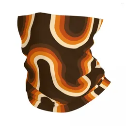 Lenços 70s padrão laranja e marrom ondas bandana pescoço gaiter impresso envoltório máscara cachecol multifuncional balaclava caminhadas pesca unisex