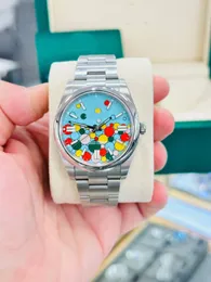 Homens de luxo relógio de pulso japão mecânico automático nova pulseira de aço inoxidável safira à prova d'água 124300 41mm personalizado feito turquesa motivo de celebração