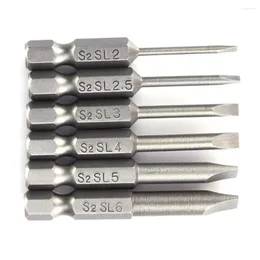 6 pçs/set 50mm Cabeça Plana Ponta Fenda Chaves De Fenda Magnéticas Bits 2.0-6.0mm Driver Ferramentas Manuais Chave De Fenda Broca