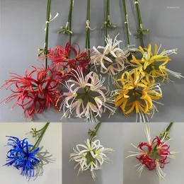 Dekoratif çiçekler yapay çiçek plastik ipek ekinoks dalları kırmızı örümcek zambak higan banda çiçek manjusaka için saplar