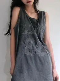 レディースTシャツHouzhouヴィンテージTシャツ女性Harajuku Grunge Tank Top Sreveless特大のストリートウェアTシャツ女性ゴシックグラフィックティー