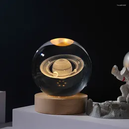 Estatuetas decorativas bola de cristal planeta gravado a laser sistema solar globo astronomia presente aniversário esfera vidro decoração para casa