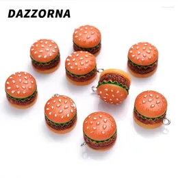 Charms 10Pcs 12x16mm Simulation Hamburger Resin Pendant For Bracelet Earring Necklace Keychain Jewelry Making DIY Findings