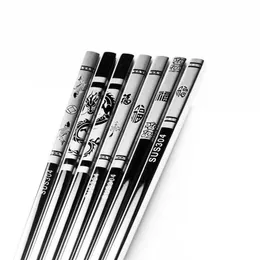 Chopsticks من الفولاذ المقاوم للصدأ مضاد التنين النمط السوشي عصا مجموعة المعادن الحديد portable255p
